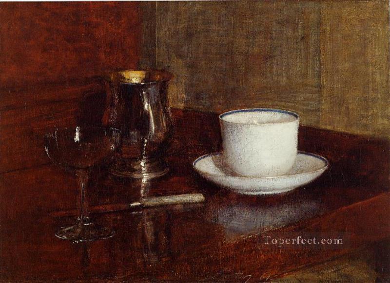 Still Life Glass Silver Goblet and Cup of Champagne Henri Fantin Latour Oil Paintings
